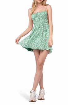Floral Tie Open Back Cotton Minidress