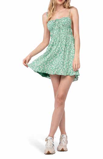 Floral Tie Open Back Cotton Minidress