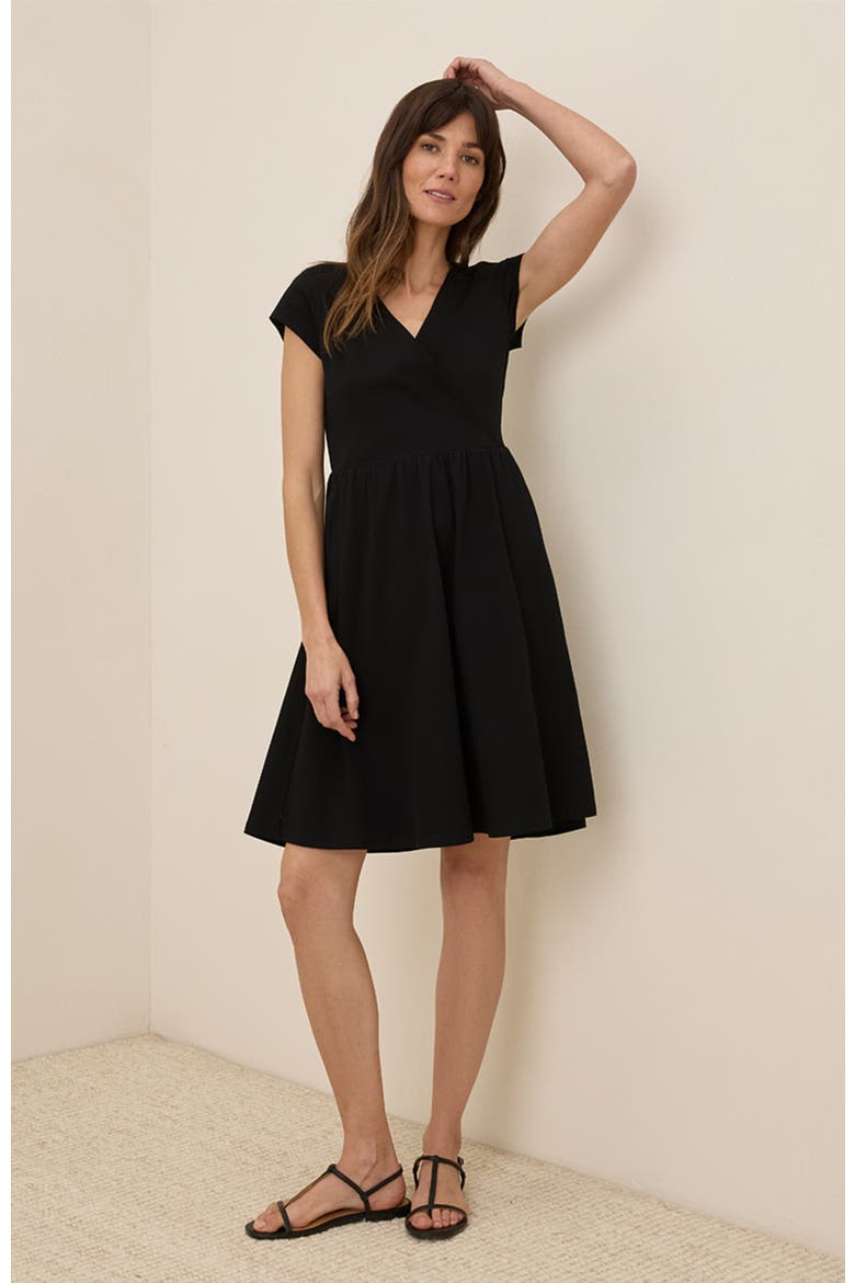 Fit & Flare Crossover Dress, Alternate, color, Black