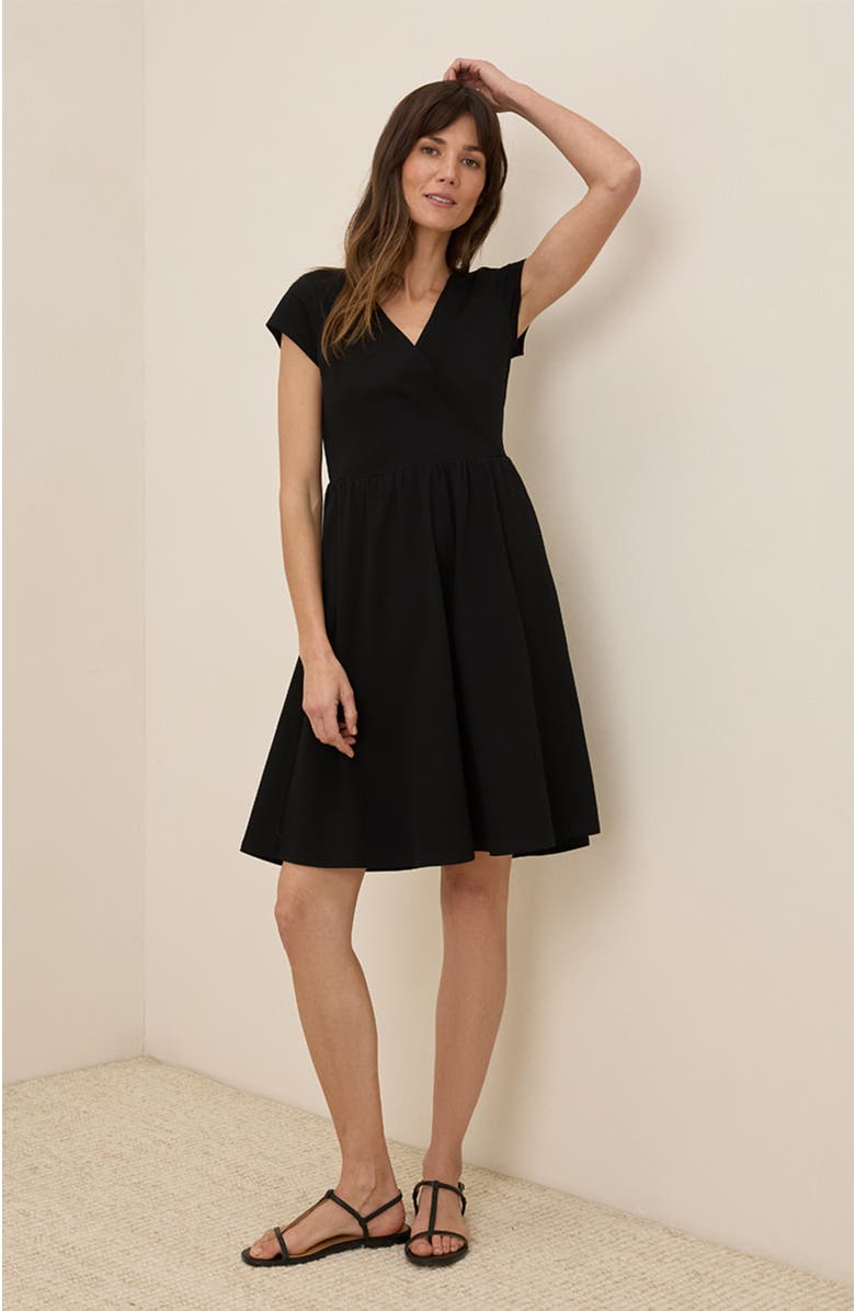 Pact Fit & Flare Crossover Dress, Alternate, color, Black