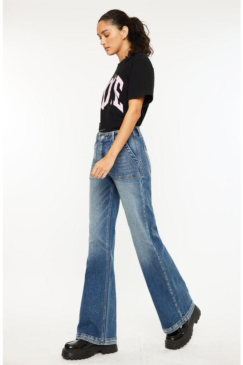 Melody High Rise Wide Flare Jeans, Alternate, color, Medium Wash