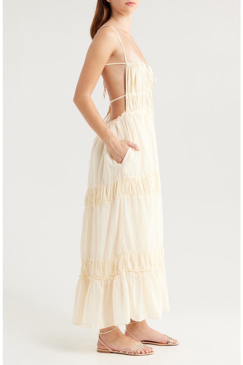 Taking Sides Tiered Cotton Maxi Dress, Alternate, color, WET PLASTER