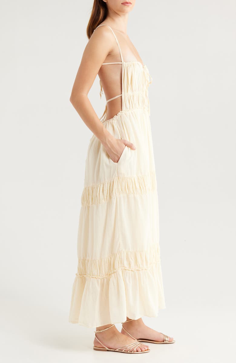 Free People Taking Sides Tiered Cotton Maxi Dress, Alternate, color, Wet Plaster