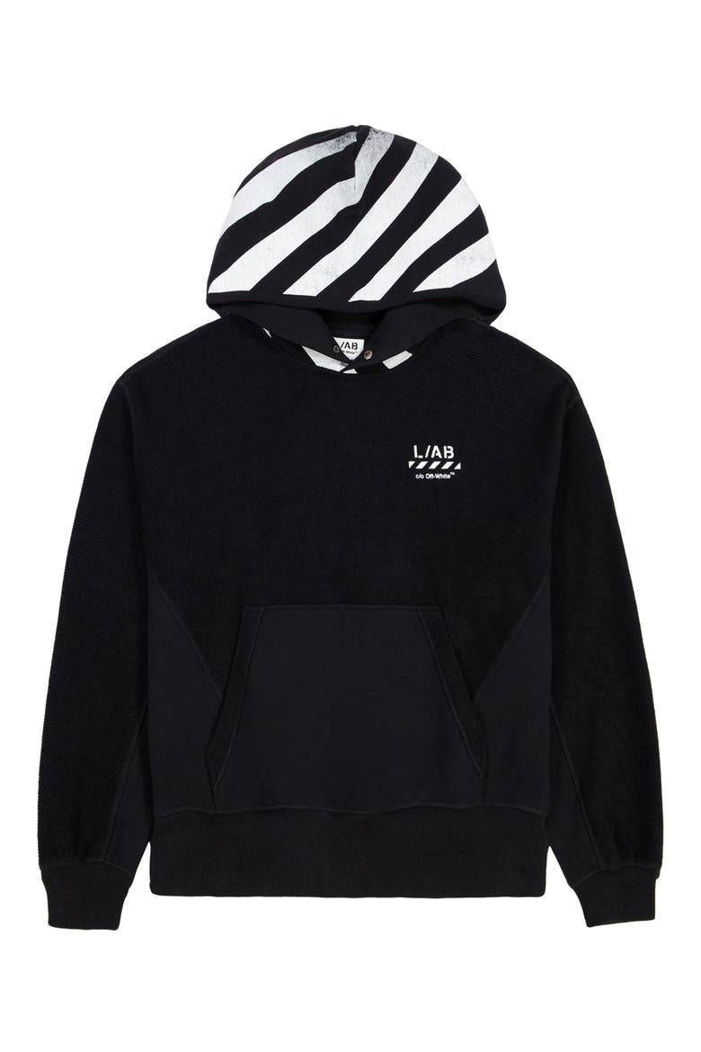 Diagonal Stripe Hoodie, Alternate, color, BLACK