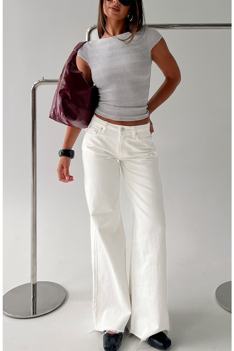 Darla Raw Hem Low Rise Straight Leg Jeans, Alternate, color, WHITE