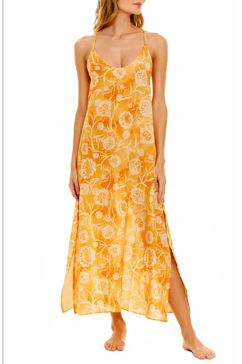 Frida Claire Saffron Linen Nightgown, Main, color, CLAIRE SAFFRON