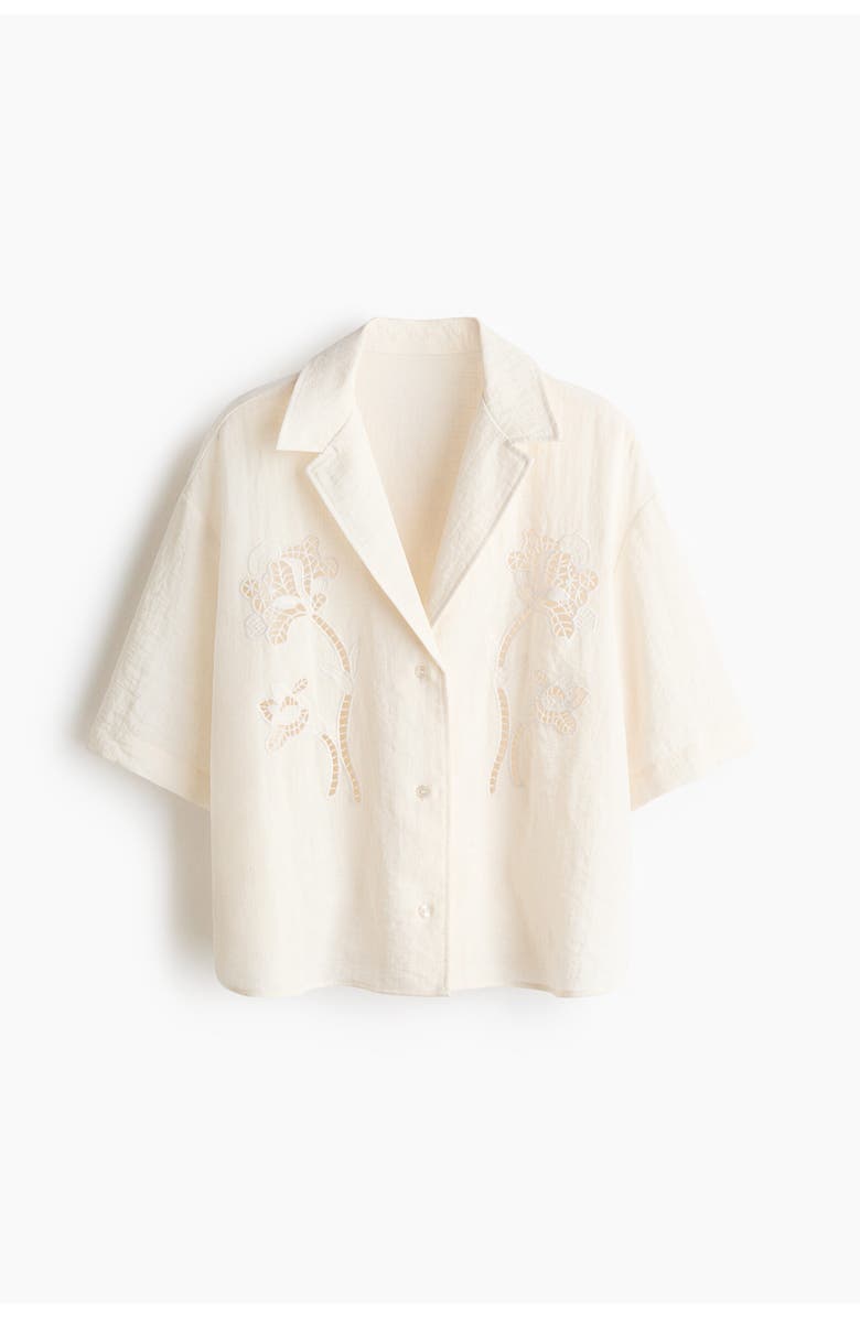 H&M Broderie Anglaise Shirt, Main, color, Cream