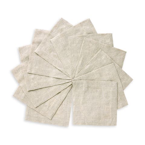 Linen Cocktail Napkins Set of 12, 6 x 6 Inch for Dining Table, Holiday and Everyday Table Decor - Sonoma