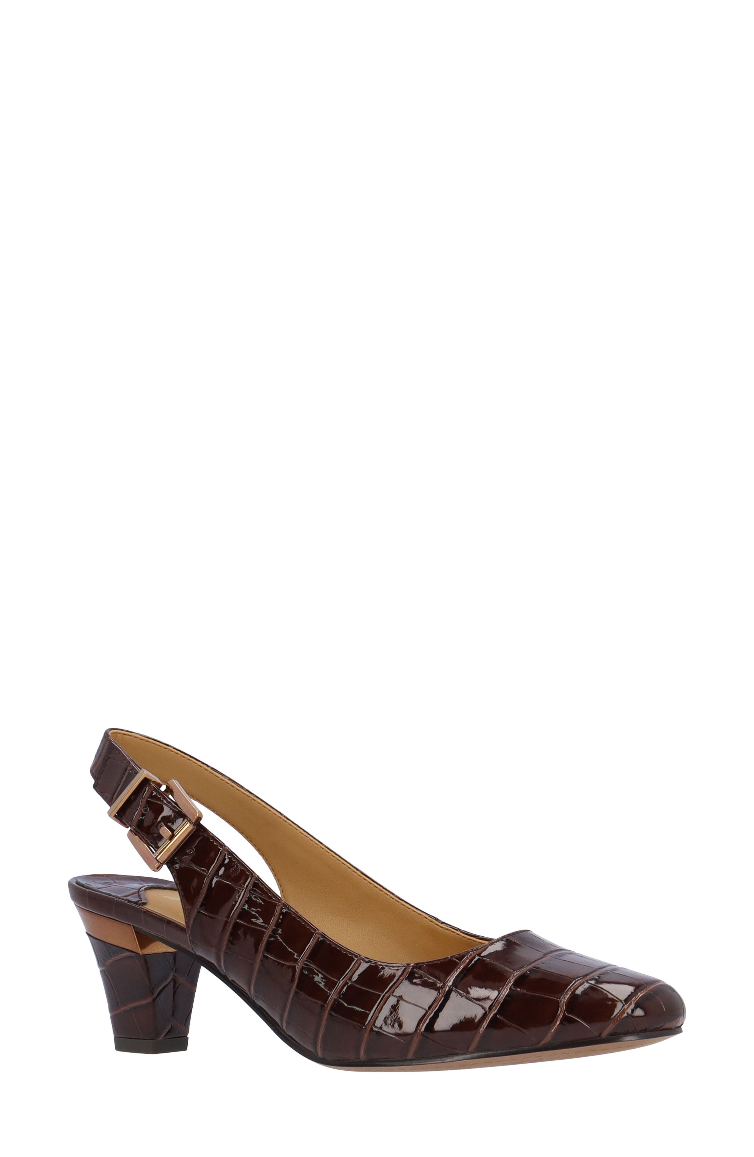 J. Reneé Malree Croc Embossed Slingback Pump, Main, color, Brown
