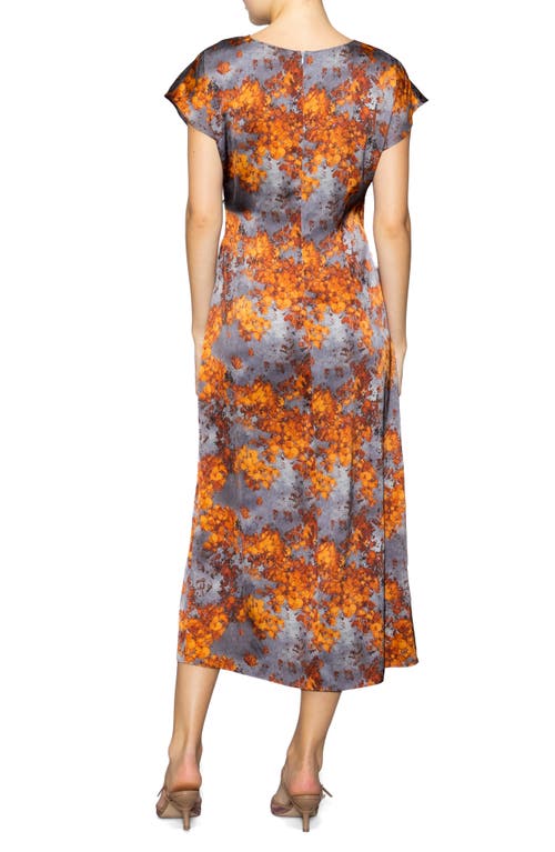 Melloday Floral Print Cap Sleeve Dress In Orange
