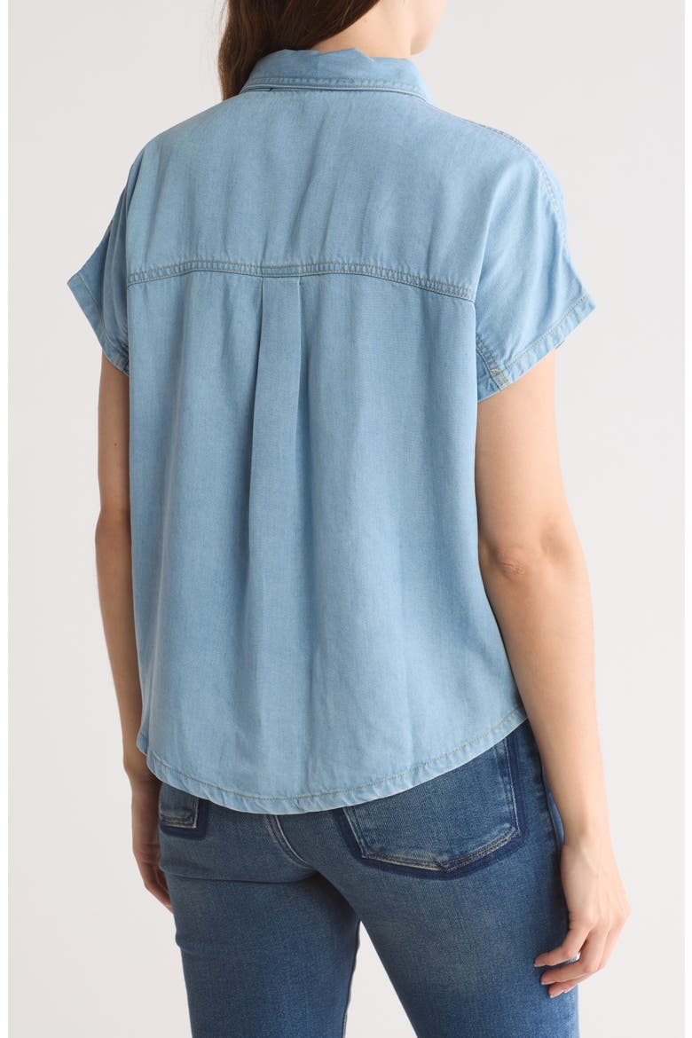 Short Sleeve Button-Down Shirt, Alternate, color, DENIM