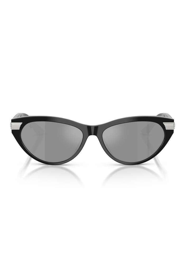 56mm Cat Eye Sunglasses, Main, color, SHINY BLACK / LIGHT GREY