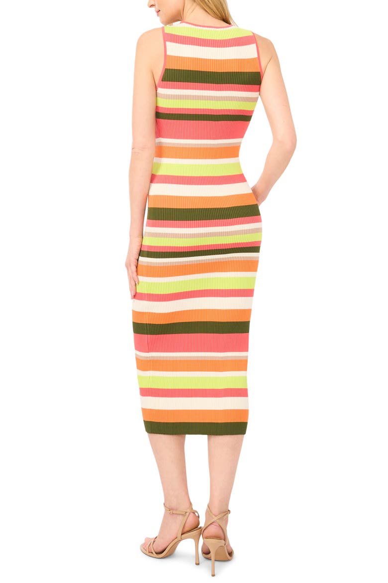 Variegated Stripe Rib Midi Dress, Alternate, color, CORAL CRUSH