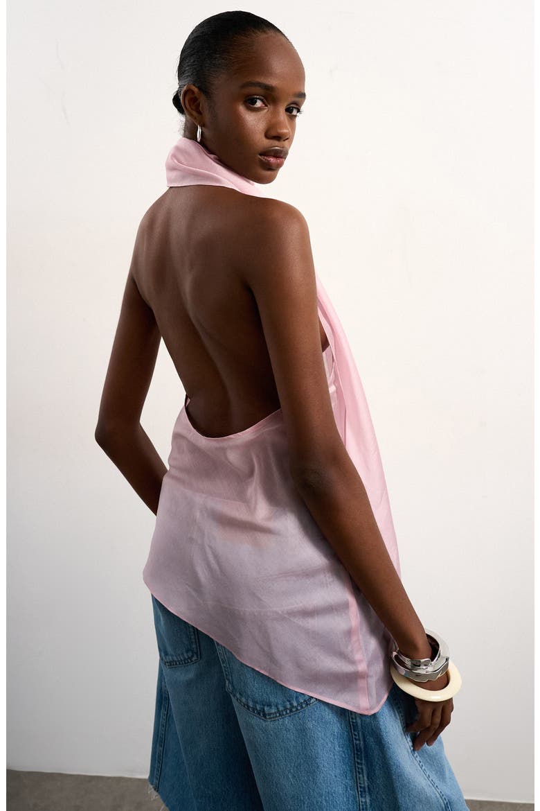 Scarf Open Back Halter Top, Alternate, color, LILAC