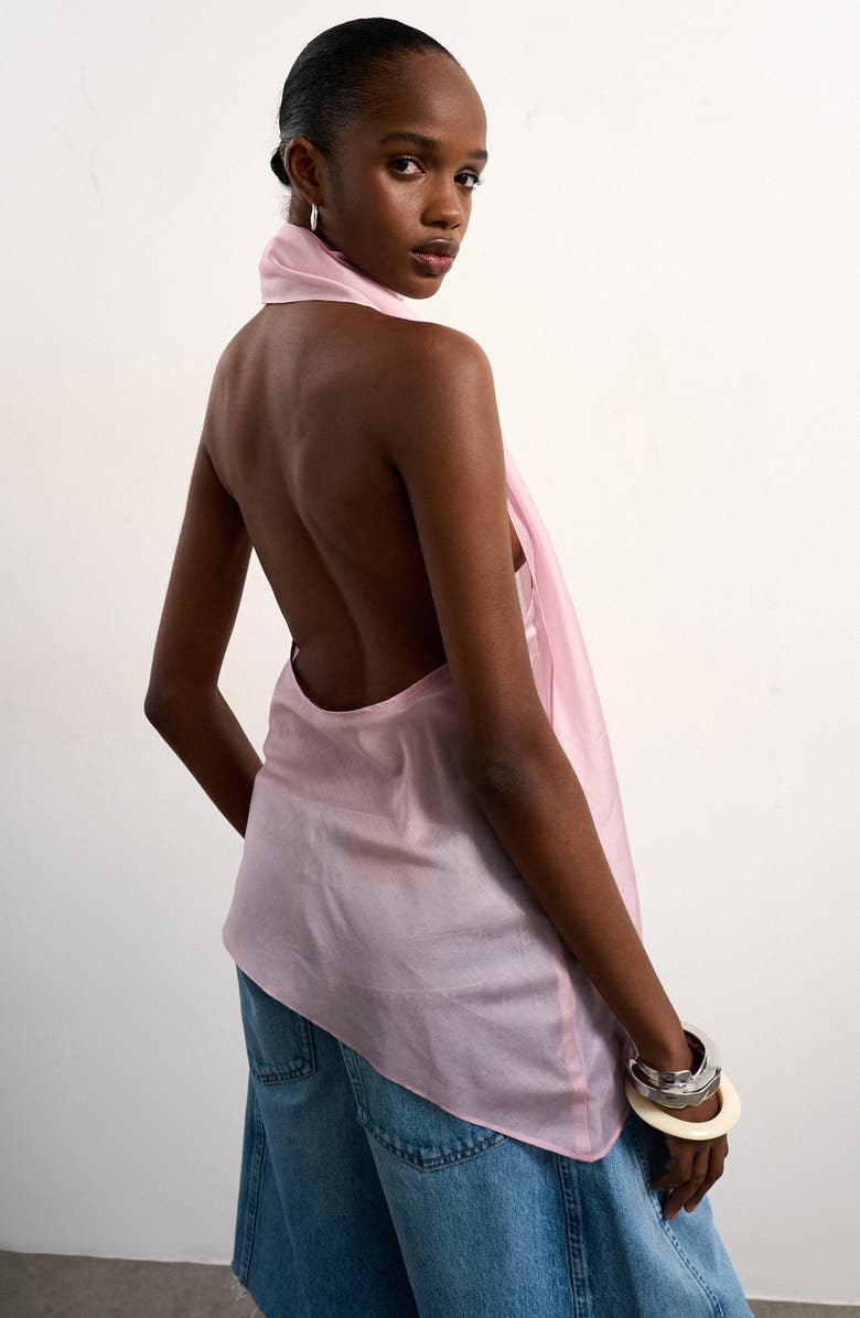 Topshop Scarf Open Back Halter Top, Alternate, color, Lilac