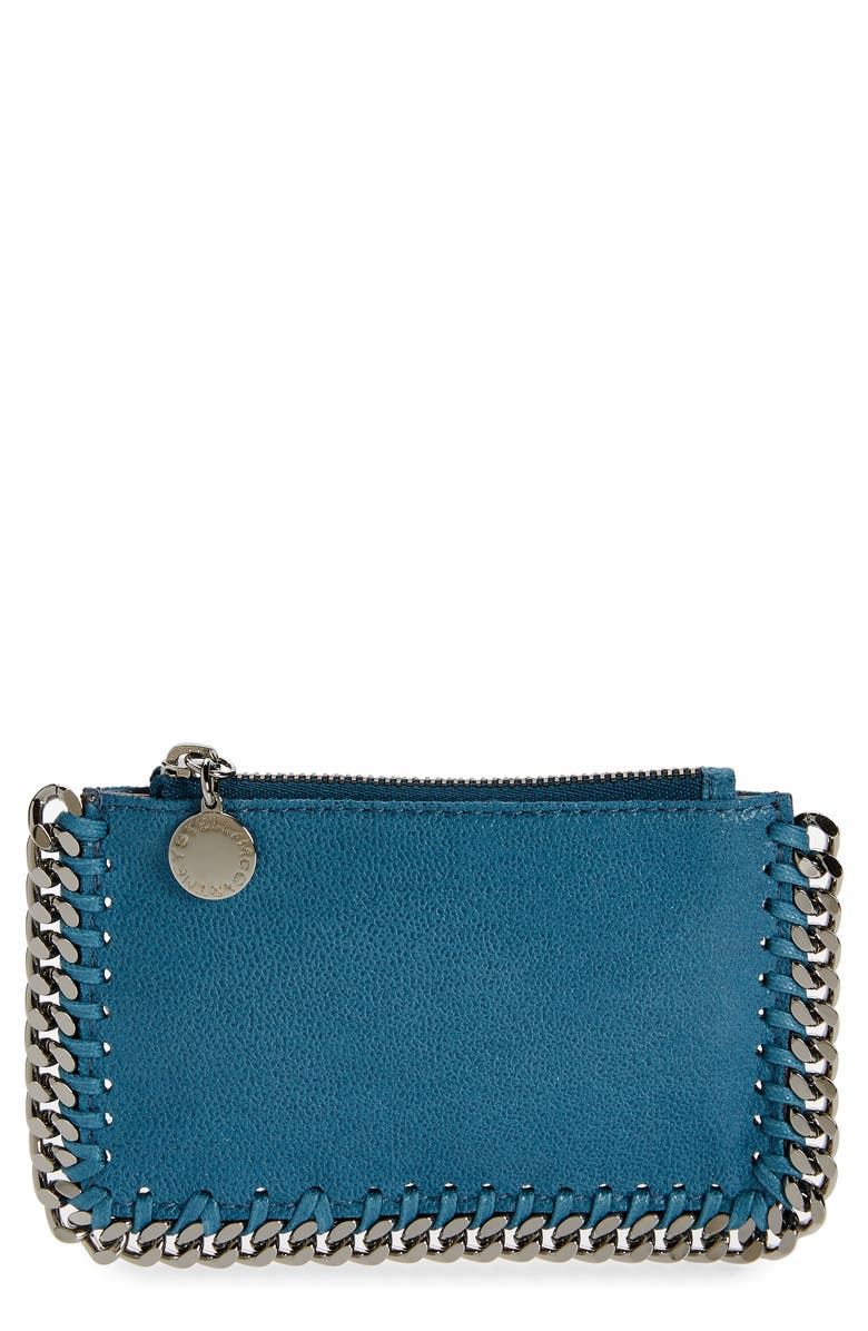 Stella McCartney 'Small Falabella' Faux Leather Zip Card Case, Main, color,