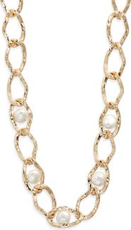 Nordstrom Embedded Faux Pearl Chain Necklace