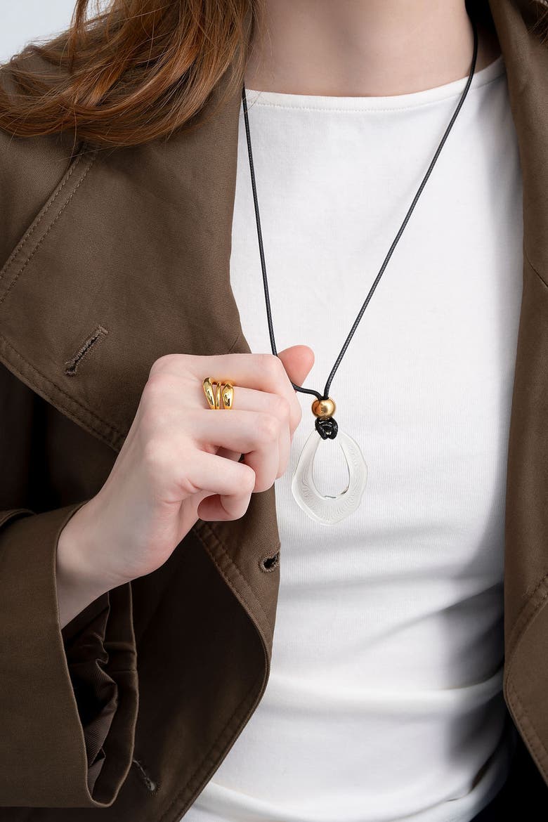 See Through Sphere Cord Necklace, Alternate, color, Gold