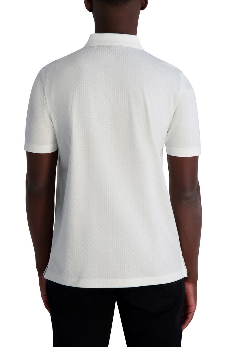 KARL LAGERFELD PARIS Textured Quarter Zip Performance Polo, Alternate, color, White