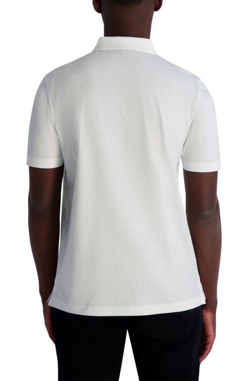 Karl Lagerfeld Paris Textured Quarter Zip Performance Polo In White