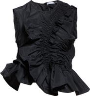 Cecilie Bahnsen Geo Smocked Faille Peplum Top