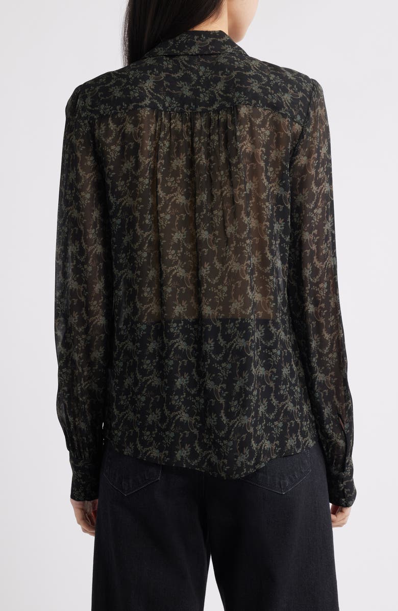 PAIGE Gardener Floral Button-Up Shirt, Alternate, color, Black/Aloe