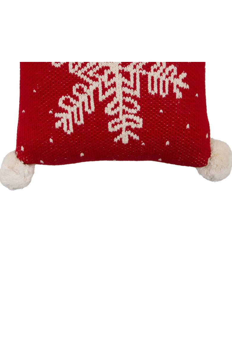C&F Home Vintage Snowflake Pillow Handwoven Mini Accent Pillow w/ PomPoms 10" x 10", Alternate, color, Red
