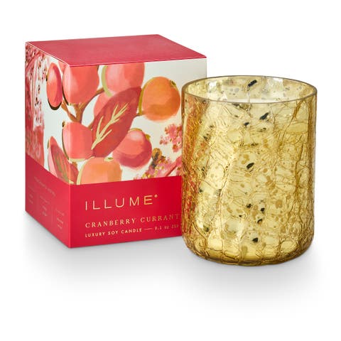 Beautifully Done Seasonal Cranberry Currant Small Boxed Crackle Glass Candle