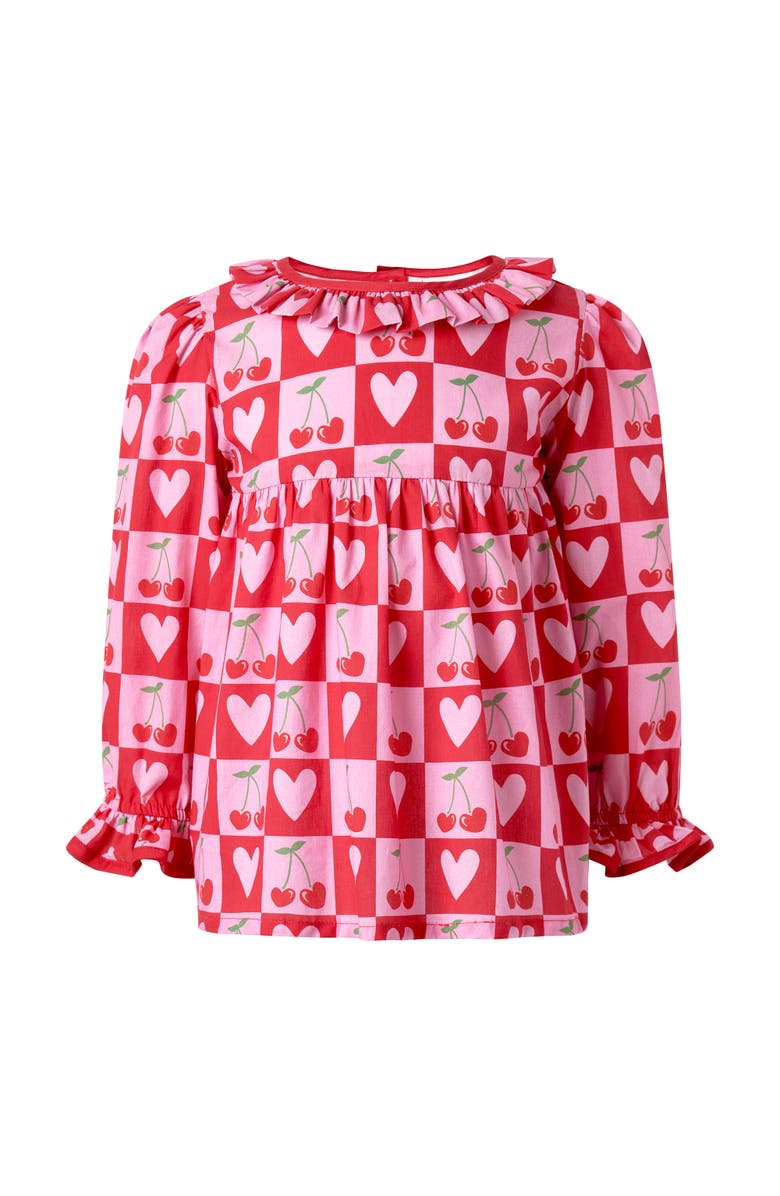 Rachel Riley Cherry Heart Blouse & Leggings Set, Alternate, color, Pink
