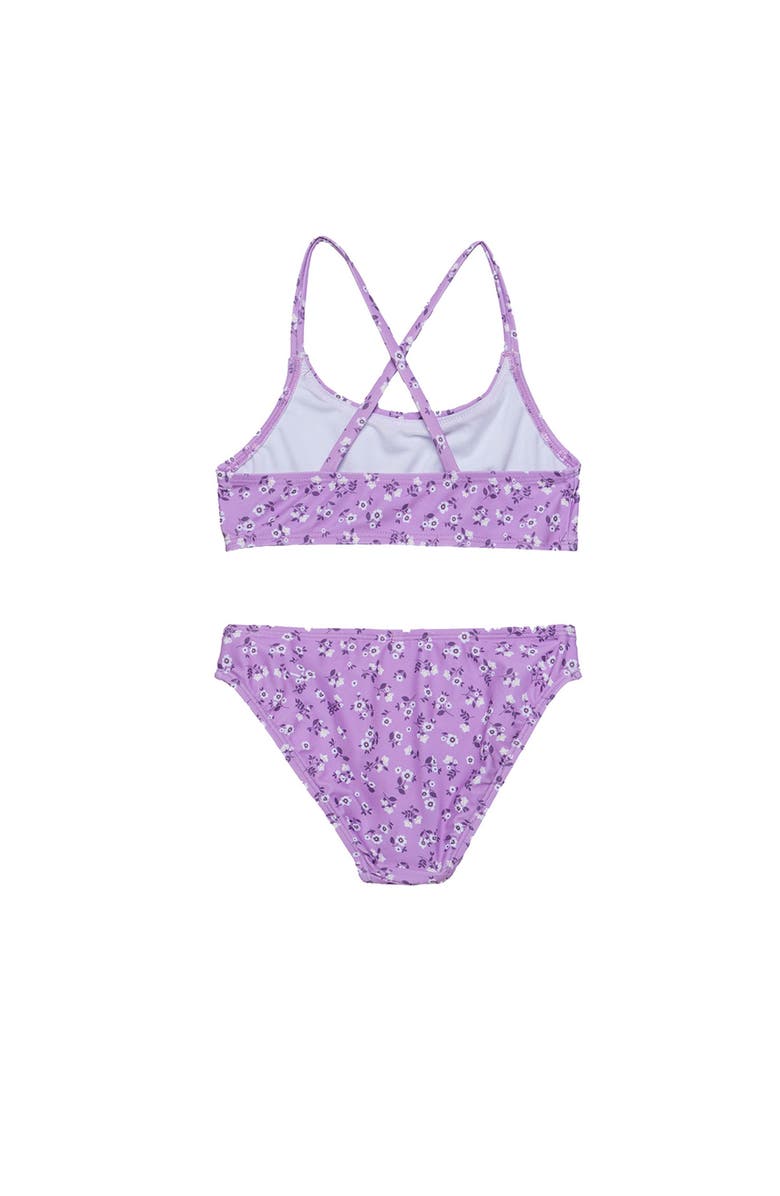 Gottex Kids Ditsy Floral Criss Cross Strap Swim Set, Alternate, color, Violet