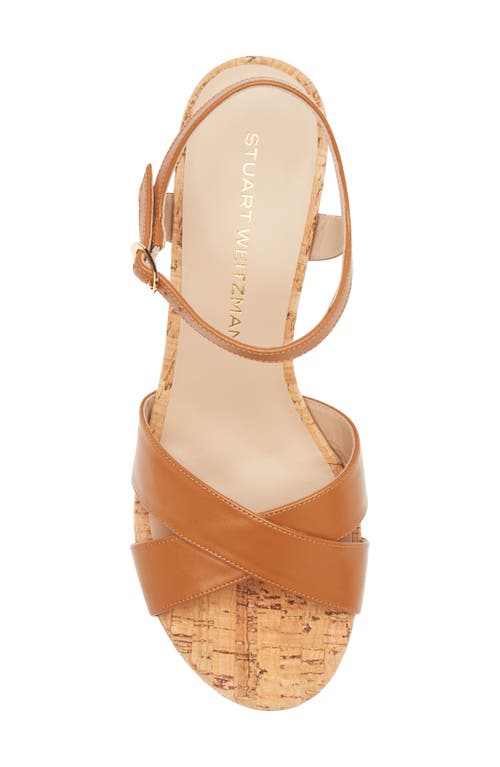 Stuart Weitzman Dayna Leather Crisscross Platform Sandals In Macchiato
