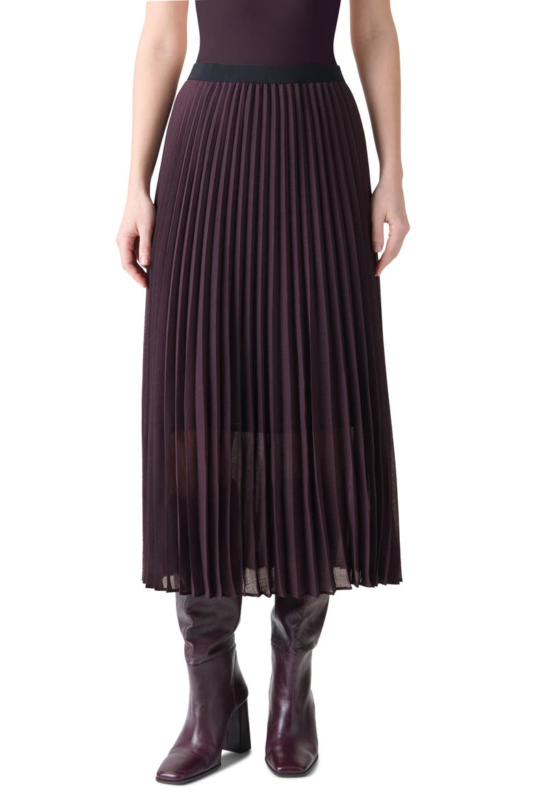 Pleated A-Line Midi Skirt, Main, color, BLACKBERRY