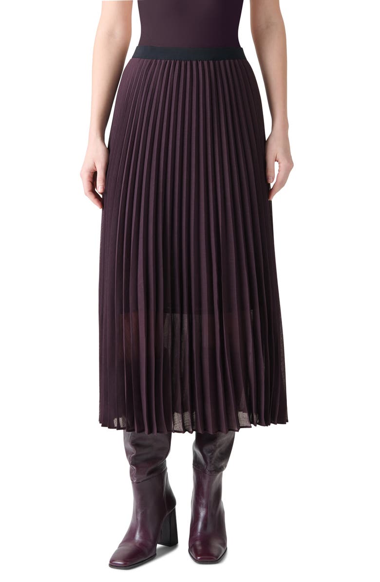 Akris punto Pleated A-Line Midi Skirt, Main, color, Blackberry