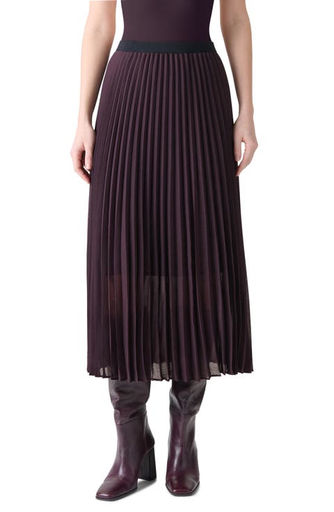 Pleated A-Line Midi Skirt