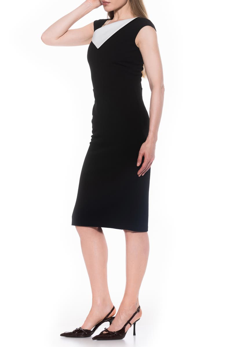 Alexia Admor Destiny Cap Sleeve Midi Sheath Dress, Alternate, color, Black White