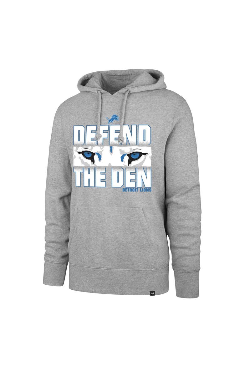Men's '47 Gray Detroit Lions Regional Headline Pullover Hoodie, Alternate, color, Gray