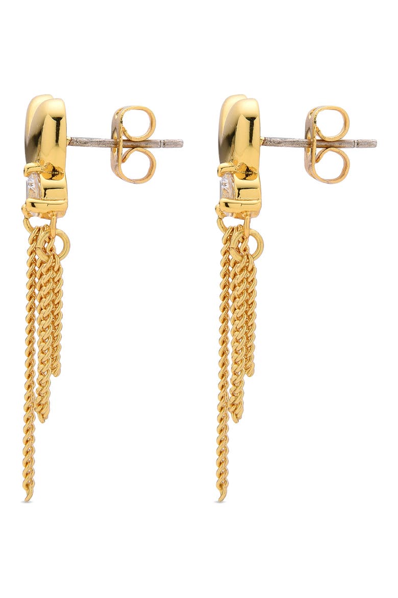 Elise Heart Chain Drop Earrings, Alternate, color, GOLD
