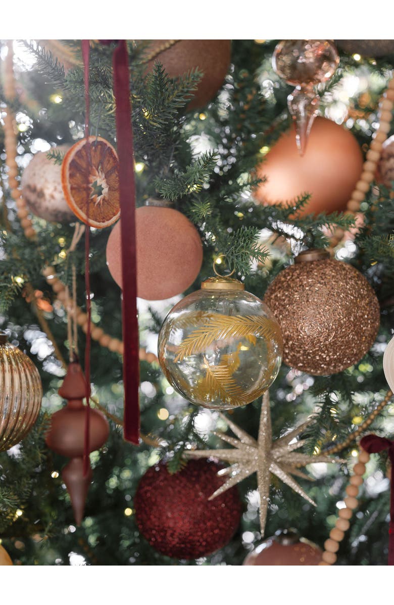 CG Hunter 3" Artisan Glass Gold Etched Leaf Ornament, Alternate, color, Gold