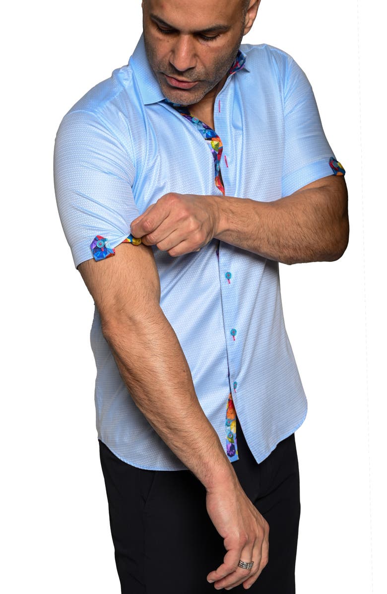 Maceoo Galileo Resistance Short Sleeve Button-Up Shirt, Alternate, color, Blue