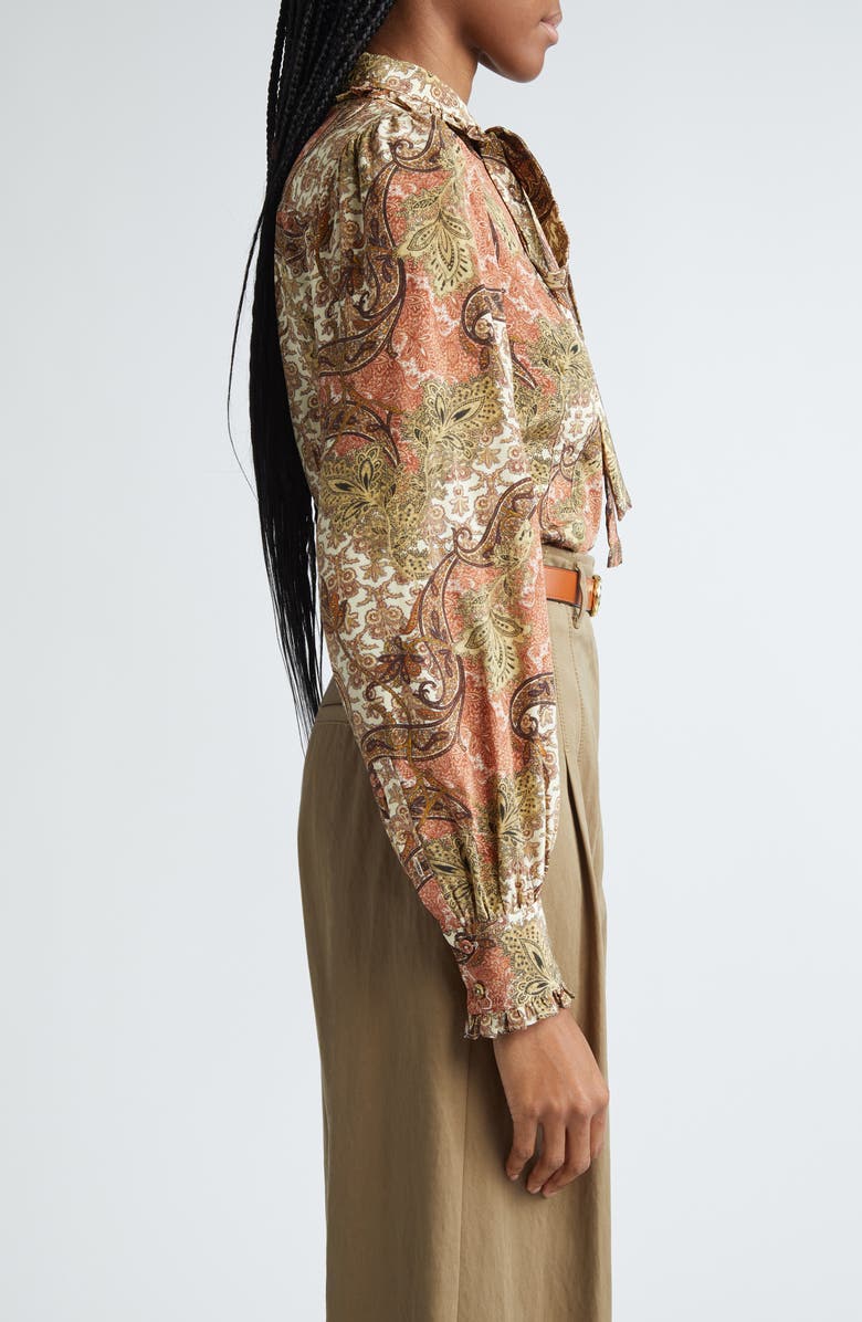 Ulla Johnson Vedra Tie Neck Button-Up Silk Top, Alternate, color, 
