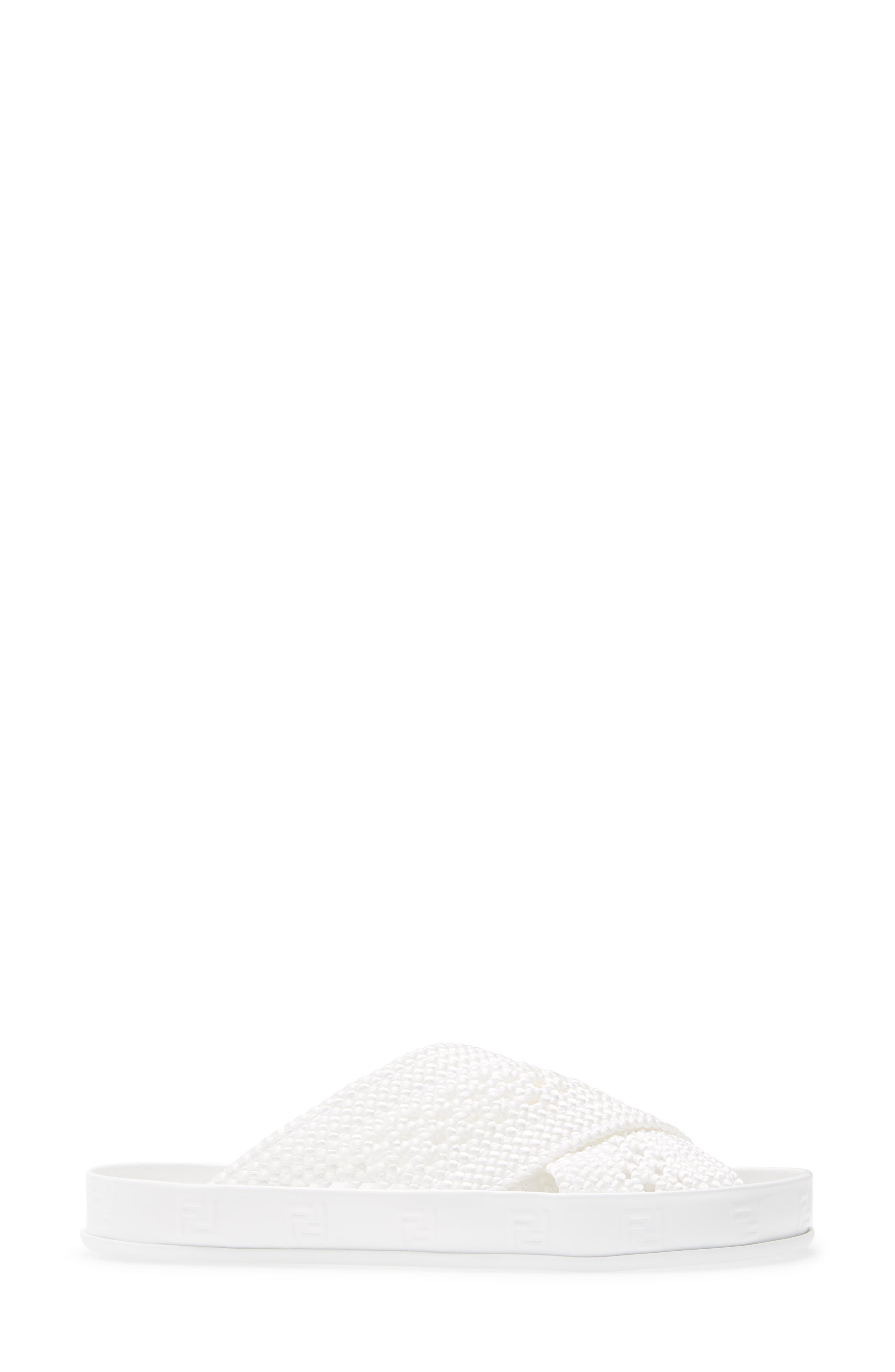 Fendi FF Logo Woven Slide Sandal, Alternate, color, 