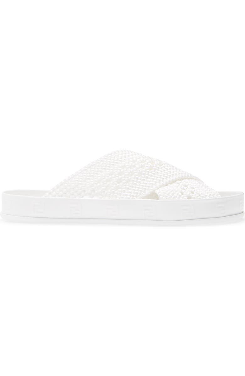 Fendi FF Logo Woven Slide Sandal, Alternate, color,