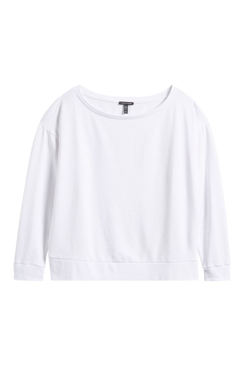 Bateau Neck Organic Cotton Sweatshirt, Alternate, color, WHITE