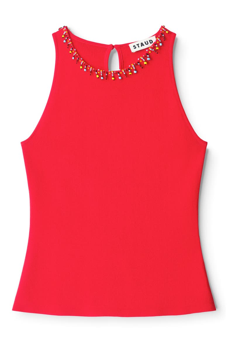 Reina Beaded Jewel Neck Tank, Alternate, color, RED ROSE