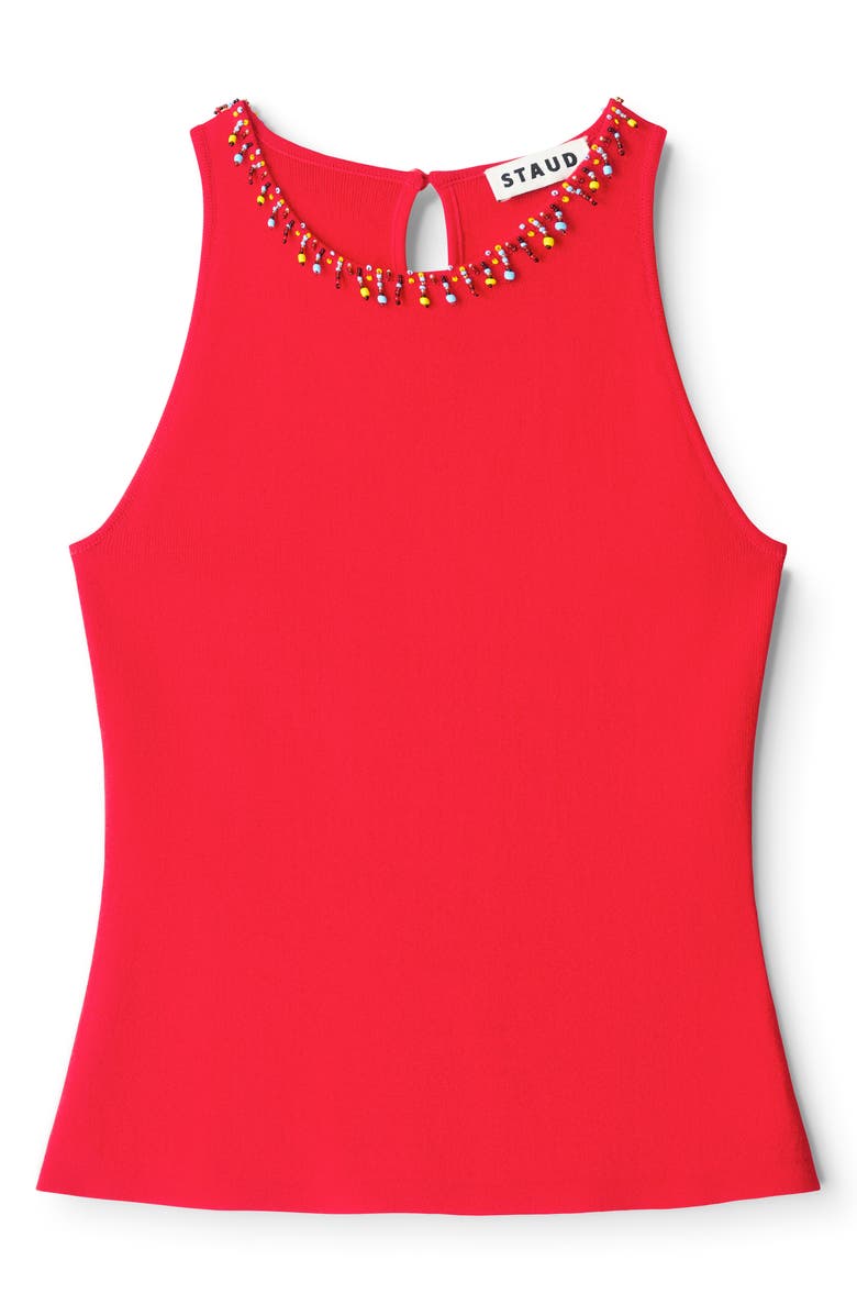 STAUD Reina Beaded Jewel Neck Tank, Alternate, color, Red Rose