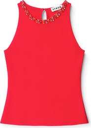 STAUD Reina Beaded Jewel Neck Tank