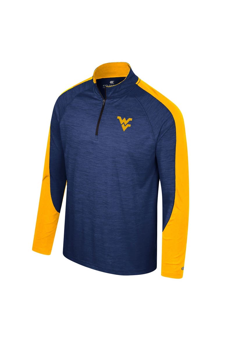 Men's Colosseum Navy West Virginia Mountaineers Langmore Raglan Quarter-Zip Top, Alternate, color, Navy