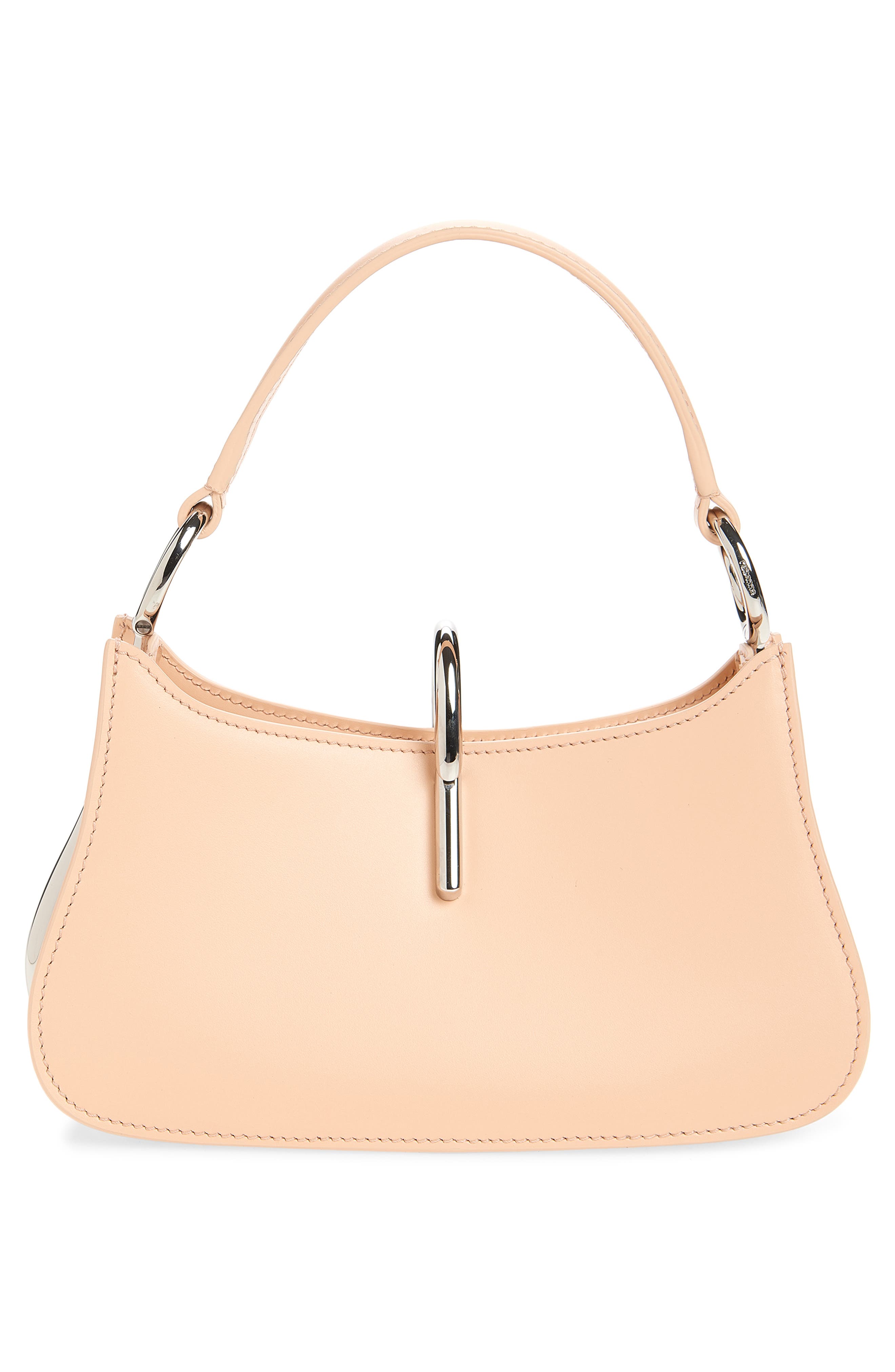Rabanne Micro Ring Leather Top Handle Bag, Alternate, color, Peach/ Silver
