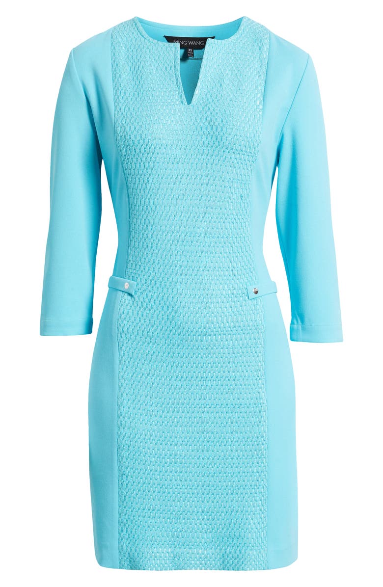 Ming Wang Contrast Panel Sheath Dress, Alternate, color, 