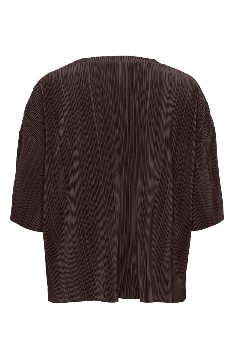 Only Ravenna Short Sleeve Plissé Top, Alternate, color, Chocolate Torte